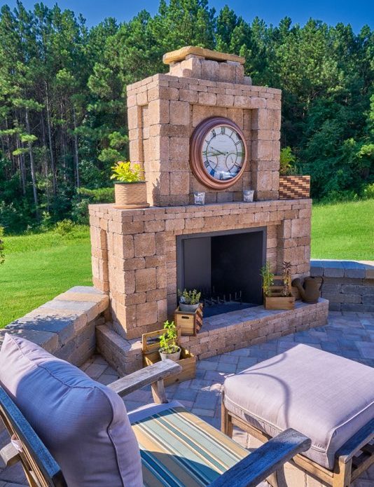 Outdoor Clock Fireplace