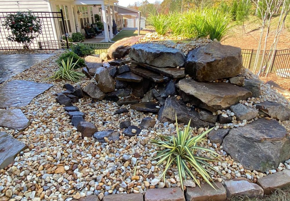 Finished patio and waterfall