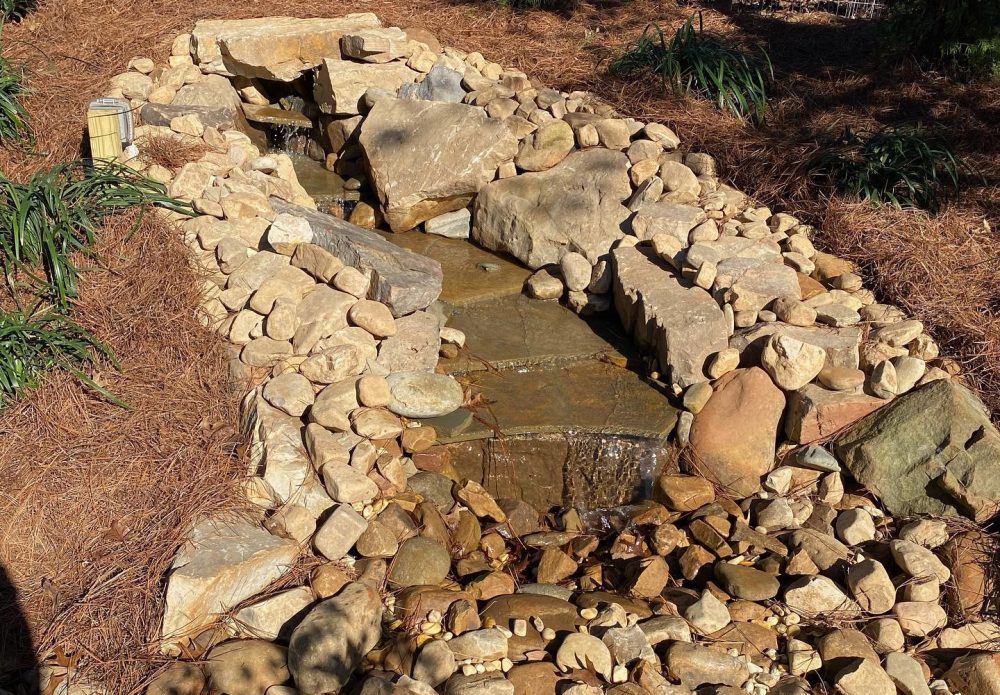 Boulder and River Rock Waterfall